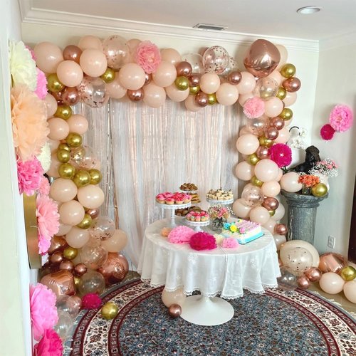 Blush Rose Gold Balloon Garland Kit - 119 Pieces of Peach Pink & Metallic Confetti for Celebrations