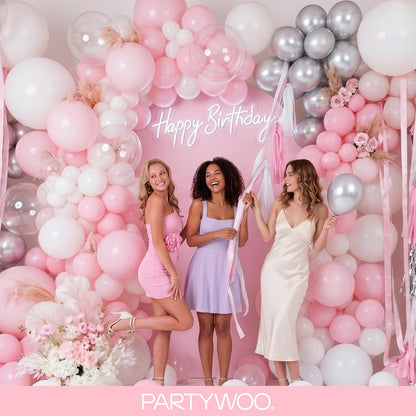 PartyWoo Baby Pink Balloons - 155-Piece Arch Kit with Various Sizes for Baby Shower & Birthday Decor