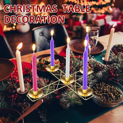 Jingmore Christmas Advent Candle Wreath - Rustic Metal Holder for Pillar Candles | Thin Cross Design