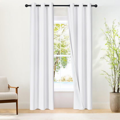 NICETOWN 100% Blackout Window Curtain Panels - Thermal Insulated Drapes, Snow White, 84" Length, Set of 2