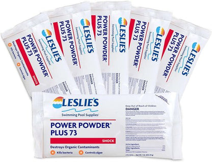 Leslie's Power Powder Plus Pool Shock - 73% Calcium Hypochlorite, 6 x 1 lb Bags