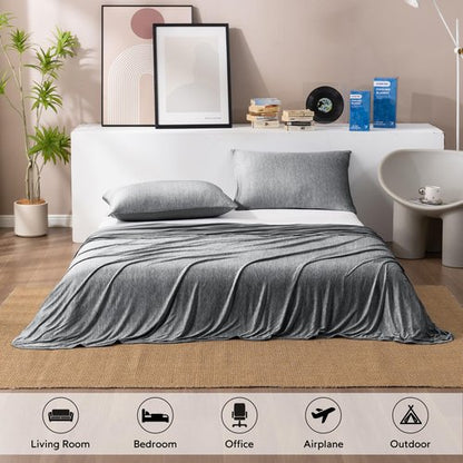 HOMFINE Cooling Blanket Twin Size - Summer Blanket for Hot Sleepers Thin Lightweight Breathable Double Side Enhanced Cooling Blanket for Bed Sofa, Keep Cool for Night Sweats (Black, 60 x 80 inches)