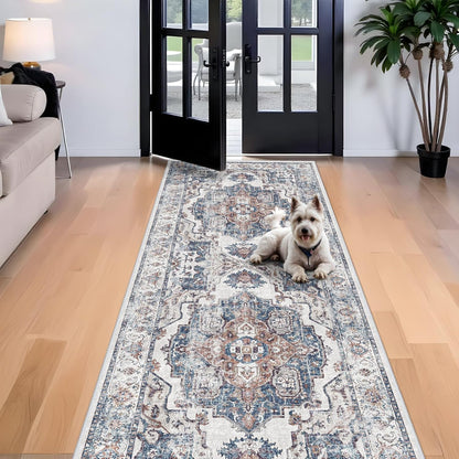 Skiennix 4x10 Washable Hallway Runner Rug - Ultra Soft, Non-Slip, Stain Resistant | Brick Color