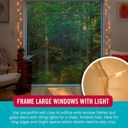 VELCRO Brand Indoor Light Clips - Damage-Free String Light Holders, Transparent, 48 Pack, Up to 100 ft