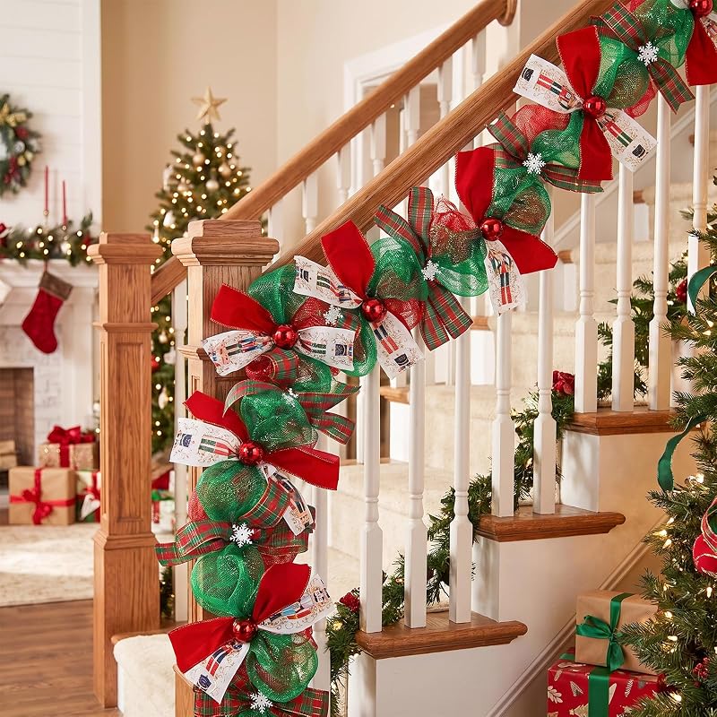 Nutcracker Christmas Garland Deco Mesh Ribbon with Ornaments