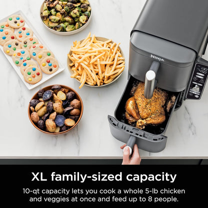 Ninja Air Fryer - 10QT Double Stack XL 2-Basket | Cooks Whole Chicken & Feeds 8 People - Grey SL401