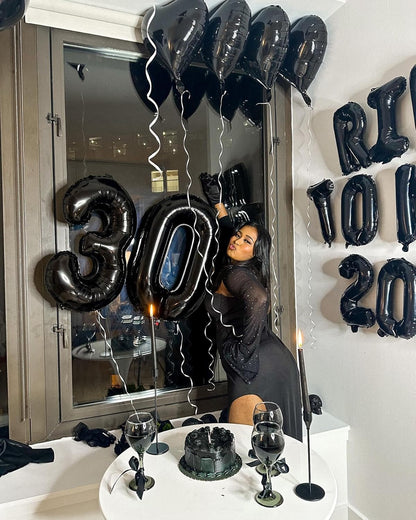 Black Number 60 Balloon - 40 Inch Giant Foil Balloon for 60th Birthday Party Decorations