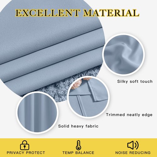 NICETOWN Blackout Curtains for Bedroom 63 inch Length 2 Panels - Window Treatment Thermal Insulated Solid Grommet Blackout for Living Room (52 by 63 Inch,Vintage Blue)