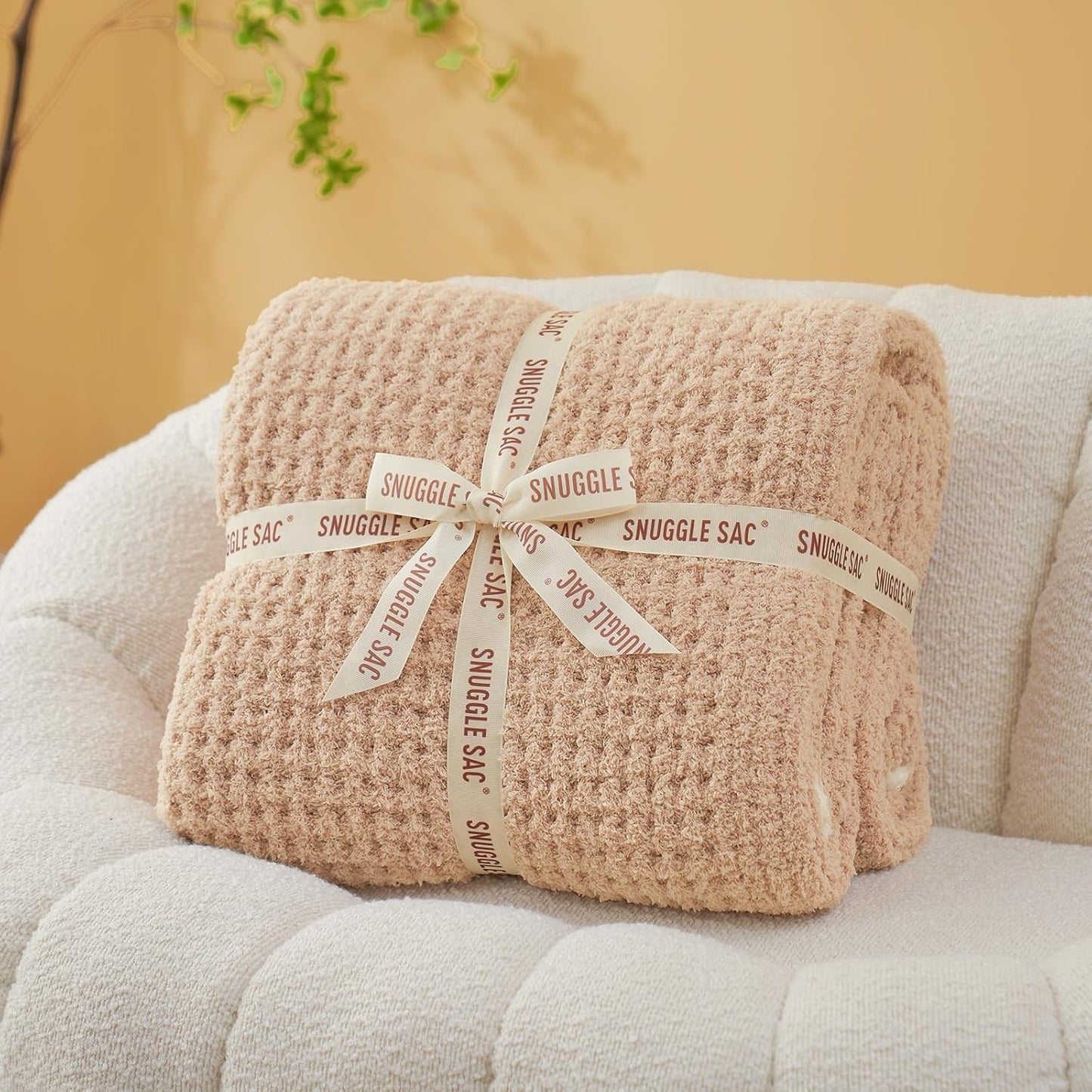 Snuggle Sac Waffle Throw Blanket - Reversible Microfiber Cozy Knit 50x60 Inches | Perfect Gift for Women