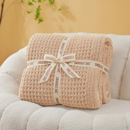 Snuggle Sac Waffle Throw Blanket - Reversible Microfiber Cozy Knit 50x60 Inches | Perfect Gift for Women