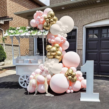 Skiennix Pink Beige Gold Balloon Garland Arch Kit - 109 Pieces for Birthday & Bridal Shower Decor