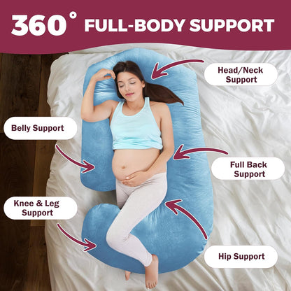 PILLANI Pregnancy Pillow - V C U Shaped 57-Inch Full Body Support with Removable Washable Cover | Cooling Maternity Comfort