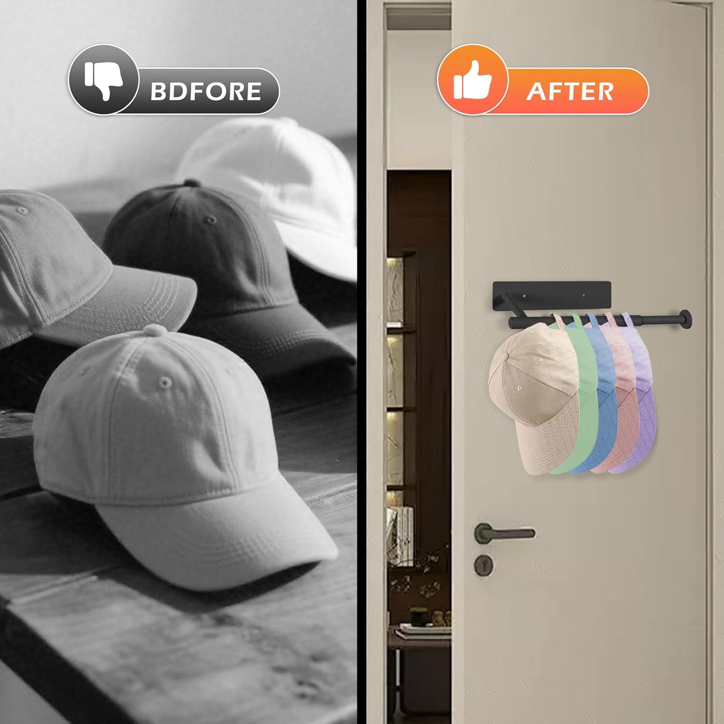 Skiennix Hat Rack - Versatile Door & Wall Organizer for Baseball Caps - Space-Saving Design