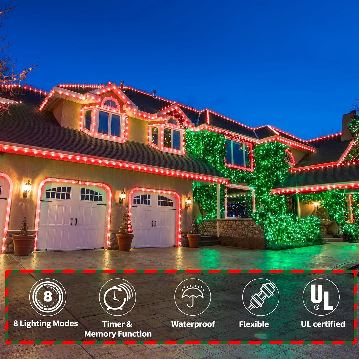 200ft LED Rope Lights by [Brand Name] - Waterproof Flexible Tube Lights with 8 Modes for Outdoor & Indoor Use | Red