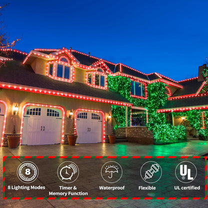200ft LED Rope Lights by [Brand Name] - Waterproof Flexible Tube Lights with 8 Modes for Outdoor & Indoor Use | Red