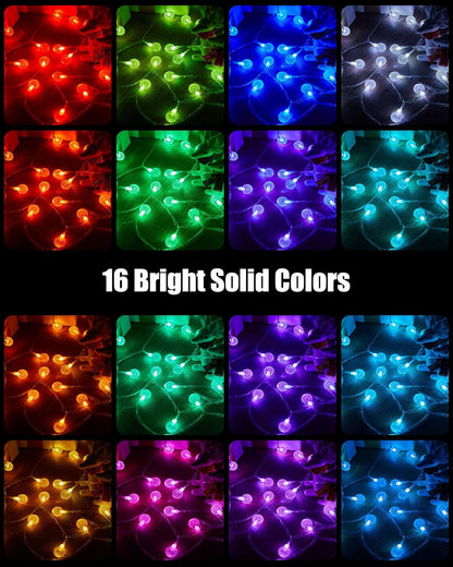 Minetom Crystal Globe String Lights - 33 ft 100 LED Color Changing Fairy Lights with Remote & Timer | Waterproof for Bedroom, Tent, or Party