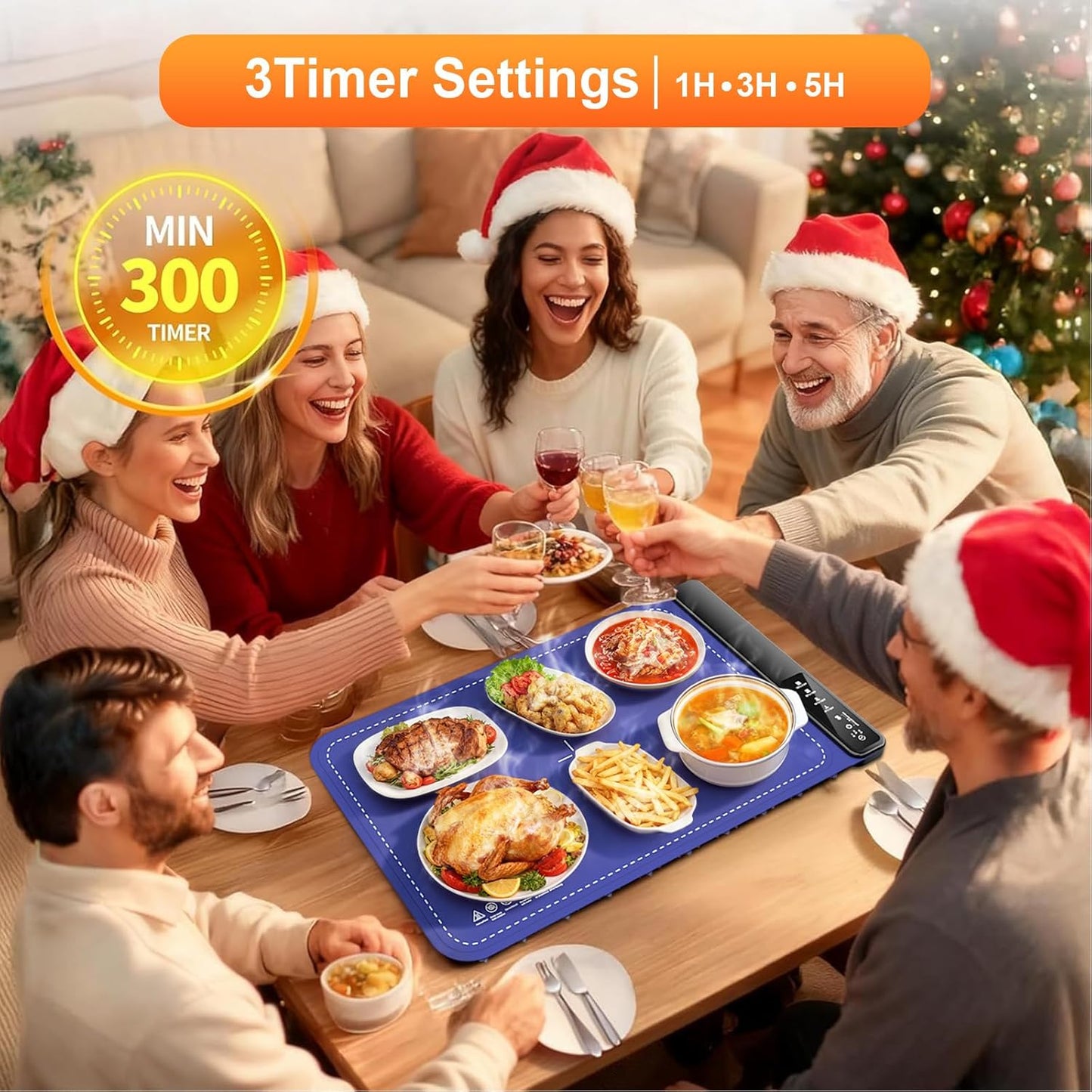 Skiennix Food Warming Mat - 4 Temperature Levels | Quick 8-Second Heating Tech | Perfect for Parties & Buffets