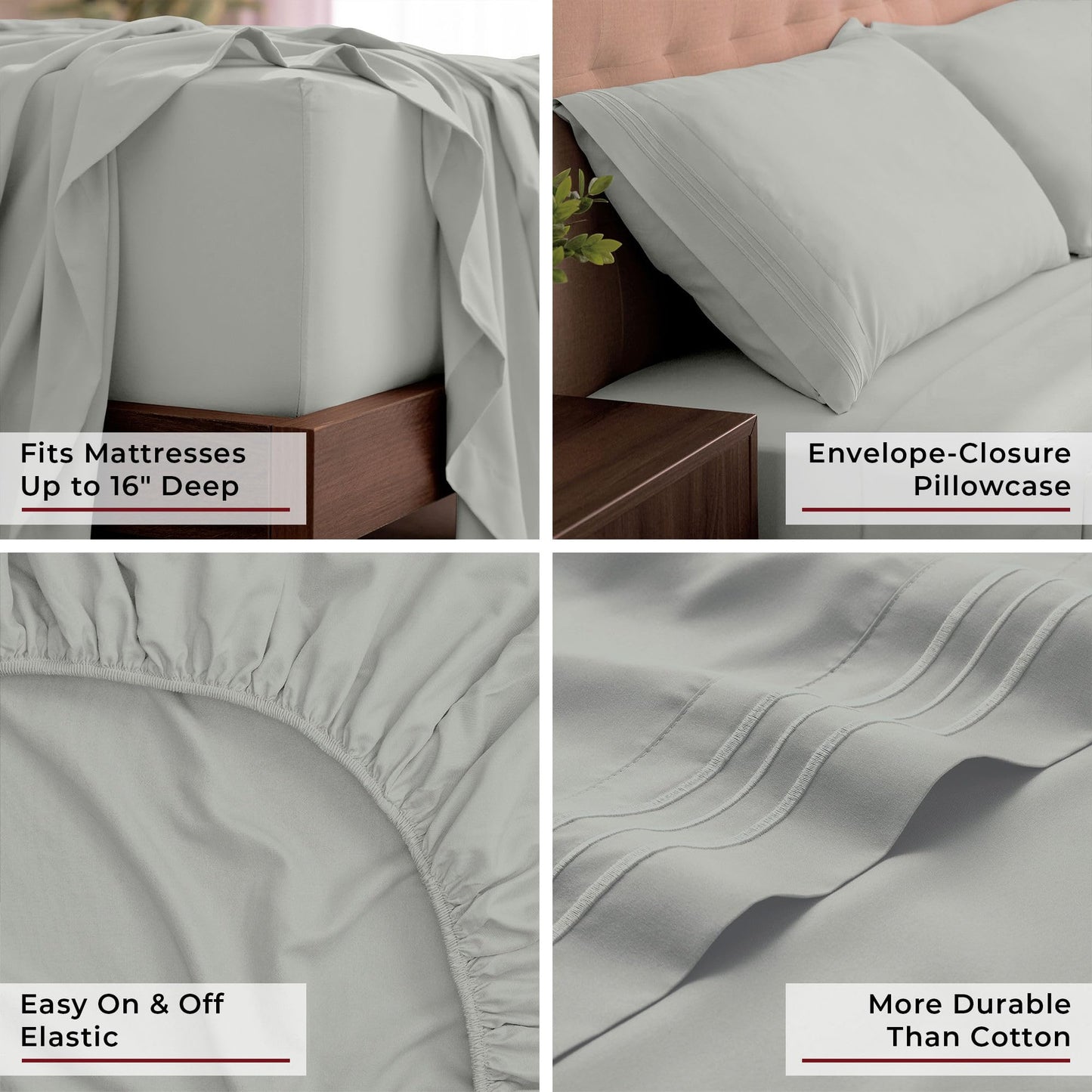 Mellanni California King Sheets Set - 4 PC Iconic Collection Bedding - Hotel Luxury, Extra Soft, Cooling Bed Sheets - Wrinkle, Fade, Stain Resistant (Cal King, Spa Mint)