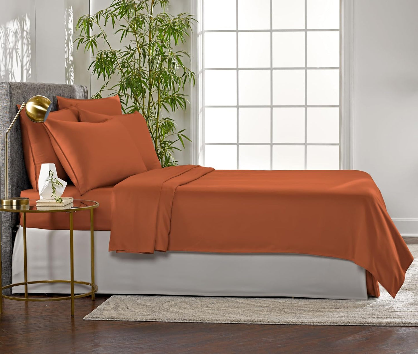 Pure Bamboo King Sheets - Luxuriously Soft 100% Organic Viscose Bed Sheet Set | Cooling & Durable (King, Terracotta)