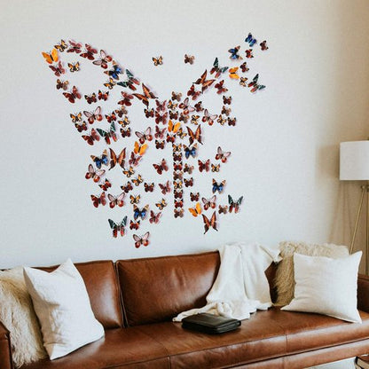 24pcs 3D Vivid Special Man-Made Lively Butterfly Wall Stickers Removable Butterflies Wall Decals 3D Nursery Art Decor for Kids Girls Bedroom Living Room Classroom Party Decoration Brown