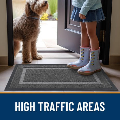 OLANLY Front Door Mat Indoor Outdoor Entrance, Waterproof All-Season, All-Weather Doormat, Sturdy Natural Rubber, Fade Resistant, Low Profile, Easy Clean Patio Porch Entryway Mat, 47x32, Dark Grey