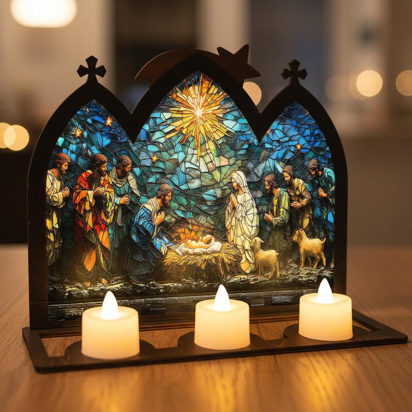 Wooden Nativity Set - Miniature Holy Family Figurines for Boho Christmas Decor | Tabletop Display Gift