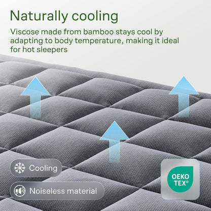 Niagara Ultra Soft Twin XL Mattress Topper - Bamboo Viscose Pillow Top for Back Pain Relief | Naturally Cooling, Gray