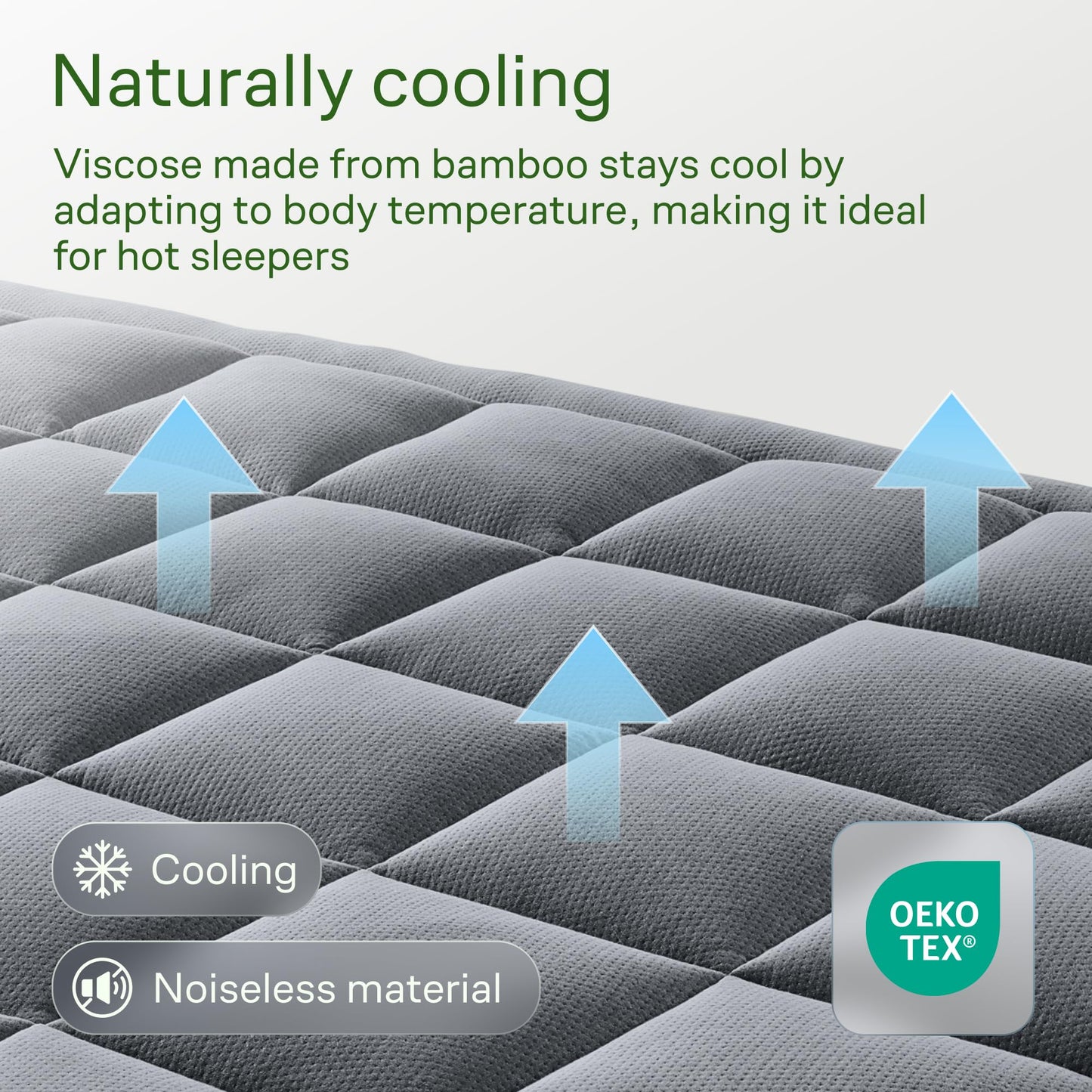 Ultra Soft Queen RV Size Mattress Topper - Viscose Made from Bamboo Pillow Top Mattress Pad for Full Body Support - Naturally Cooling for Hot Sleepers, Gray