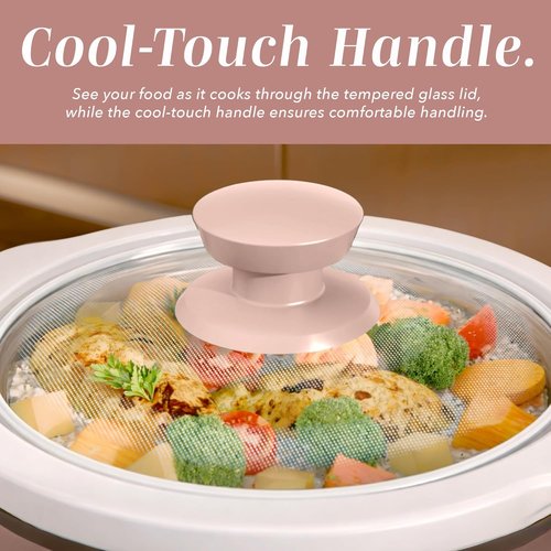Cook With Color 2QT Mini Electric Round Slow Cooker - Adjustable Settings, Removable Pot, Dusty Rose