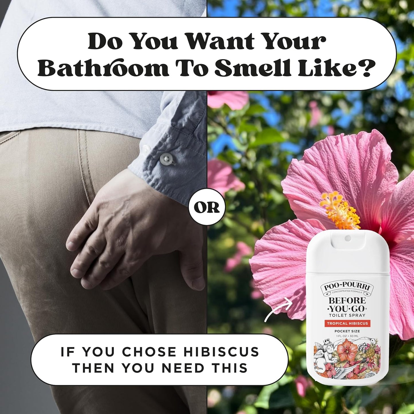 Poo-Pourri Pocket Toilet Spray - Tropical Hibiscus Travel Deodorizer | 1 Fl Oz, Up to 50 Uses, TSA Approved