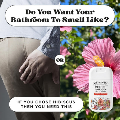 Poo-Pourri Pocket Toilet Spray - Tropical Hibiscus Travel Deodorizer | 1 Fl Oz, Up to 50 Uses, TSA Approved
