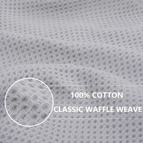 Homaxy 100% Cotton Kitchen Dish Towels - Ultra Soft & Absorbent Quick Drying | 13 x 28 Inches, 12-Pack, Light Gray