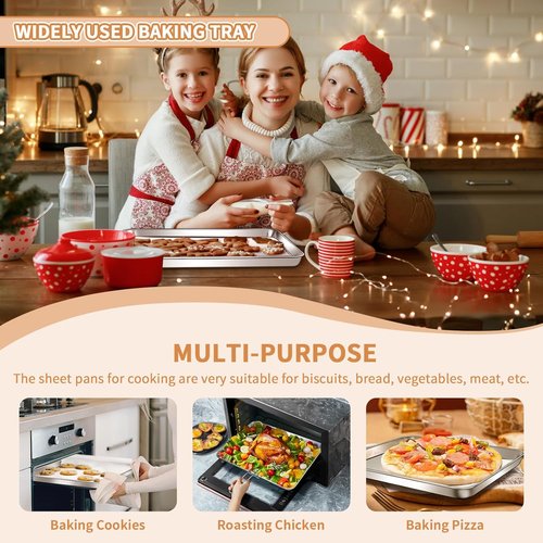 Deedro Stainless Steel Baking Sheet Set - Heavy Duty, Non-Toxic & Easy Clean | 17.3 x 12.3 Inch