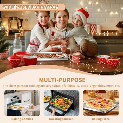 Deedro Stainless Steel Baking Sheet Set - Heavy Duty, Non-Toxic & Easy Clean | 17.3 x 12.3 Inch