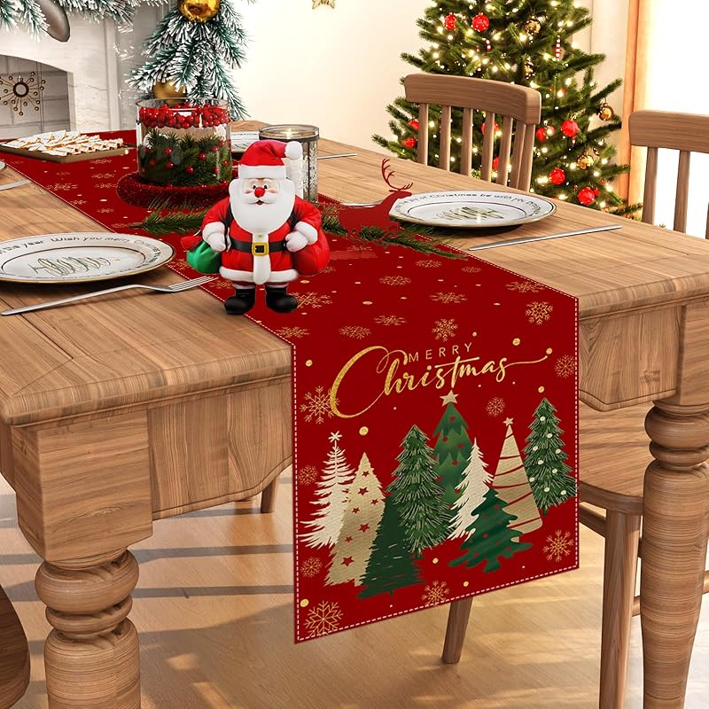 Christmas Tree Table Runner - 13 x 72 in, Polyester, Farmnall - Variation: Christmas Tree 2