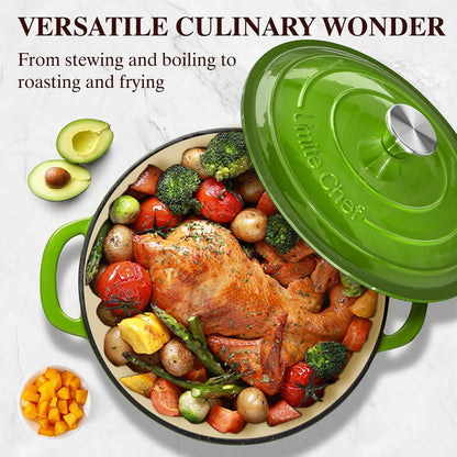 Umite Chef 5QT Enameled Cast Iron Dutch Oven - Heavy-Duty Cookware for Baking, Braising & Roasting | Green