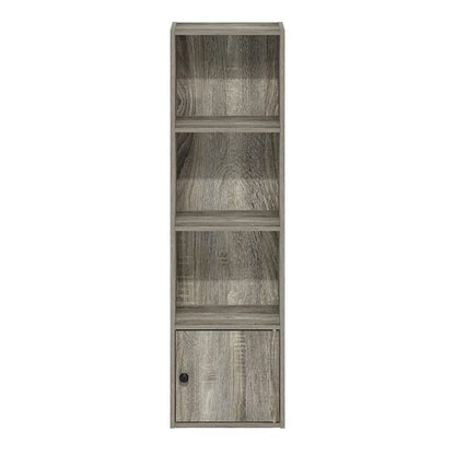 Furinno Luder Shelf Bookcase with 1 Door Storage Cabinet, French Oak