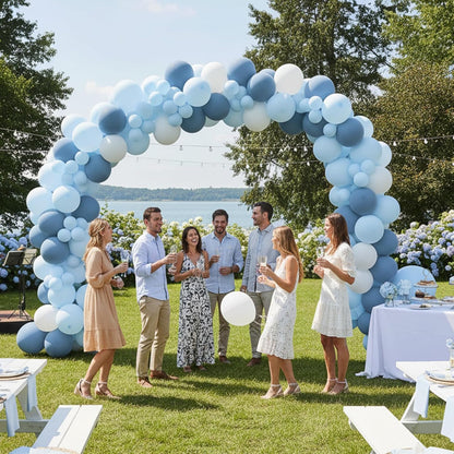 RUBFAC Dusty Blue Balloons - 129-Piece Latex Balloon Garland Kit | Boho Neutral Decor for Weddings & Parties
