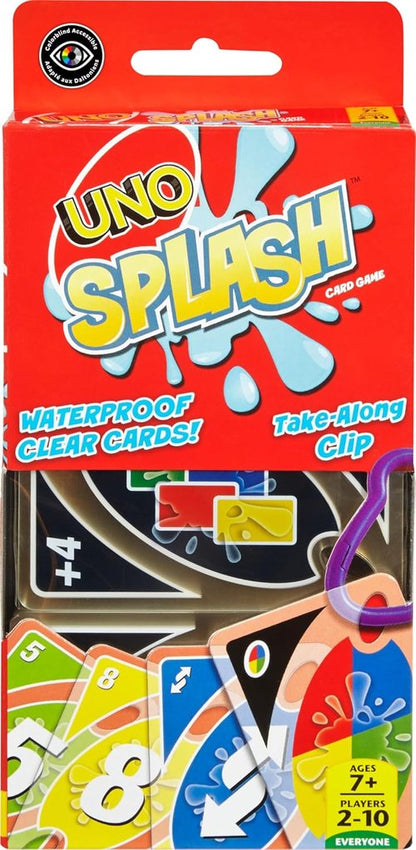 Mattel Games UNO Splash Card Game - Waterproof Cards & Portable Clip for Travel | Perfect for Camping & Game Nights