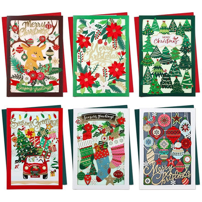 6 Pack 3D Laser Cut Christmas Cards - Xmas Holiday Set, Variation of THIS listing: Christmas03