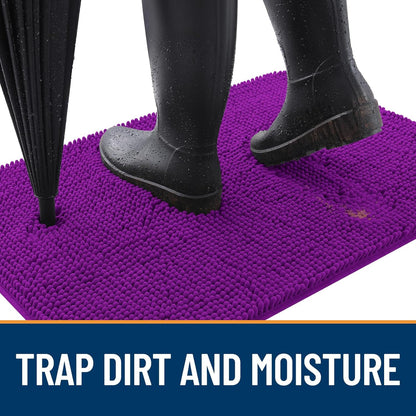 OLANLY Dog Door Mat - Absorbent Non-Slip Mud Mat for Indoor Use | 40x32 Inches, Purple
