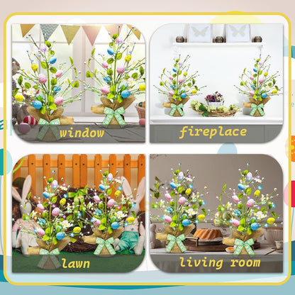 Skiennix Lighted Easter Egg Tree - 20'' Tabletop Decor with Timer | Artificial Centerpiece for Spring Home Decor