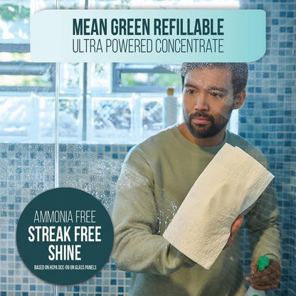Mean Green Ultra Powered Refillable Cleaner Concentrate Variety 3 Pack – Multi-Purpose Citrus & Green Tea, Bathroom Tropical Breeze, Glass Fresh – 14.3 fl oz Each
