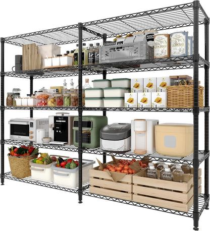 Regine Switzerland 5-Tier Metal Storage Shelving Unit - Heavy Duty L-Shaped Kitchen Shelves | 70.5" H x 59" W