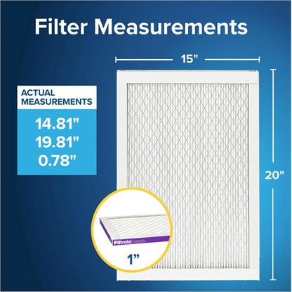 Filtrete 16x20x1 MERV 12 AC Furnace Air Filter - Certified Asthma & Allergy Friendly | 2-Pack