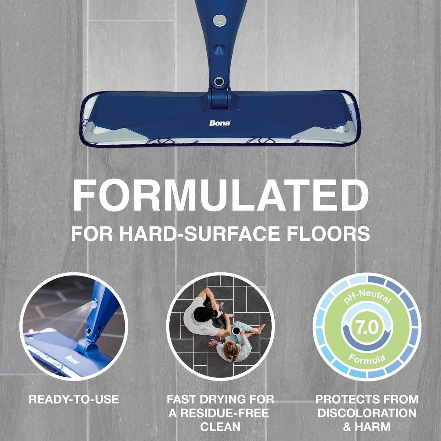 Bona Multi-Surface Floor Cleaner Refill - 96 Fl Oz Unscented - Residue-Free Solution for Stone, Tile & Laminate Floors