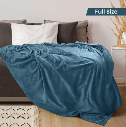 Utopia Bedding Fleece Blanket Full Size Stone Blue 300GSM Luxury Fuzzy Soft Anti-Static Microfiber Bed Blanket (90x84 Inch)