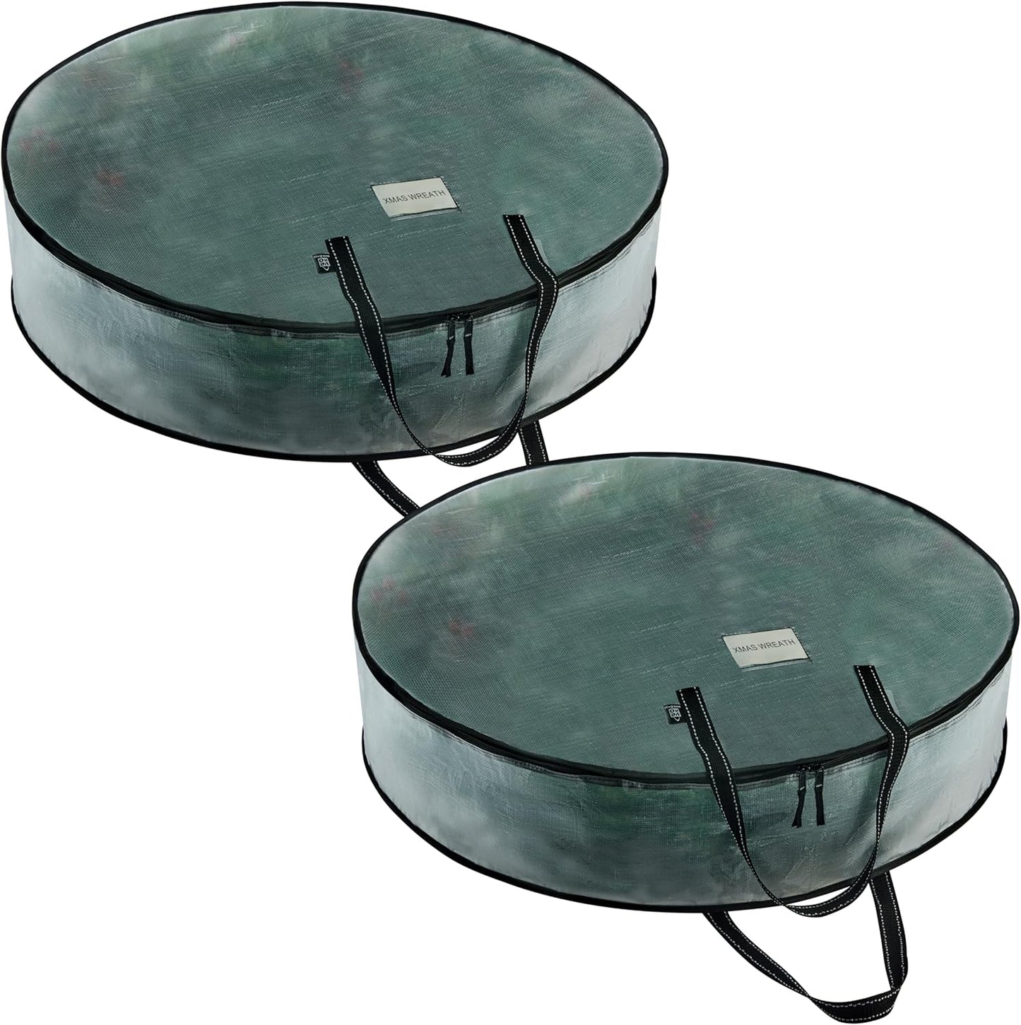 VENO Wreath Storage Container - 30 Inch Heavy Duty Clear Bag with Wall Hanging Handles | 2 Pack