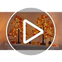 Set A 2-Pack 24-Inch Lighted Fall Maple Trees for Thanksgiving Decor