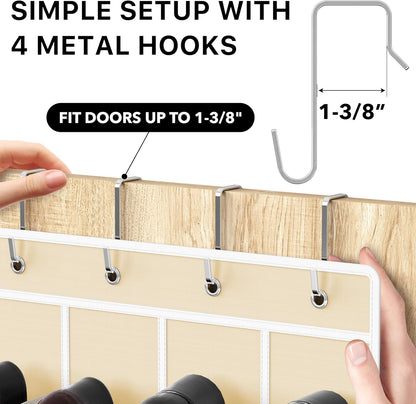 Simple Houseware 24 Pockets - Over The Door Hanging Shoe Organizer | Crystal Clear, Beige (64'' x 19'')
